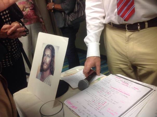 'Joseph Gabriel' with the talking 'jesus' picture at Chicago Book of Truth Seminar 